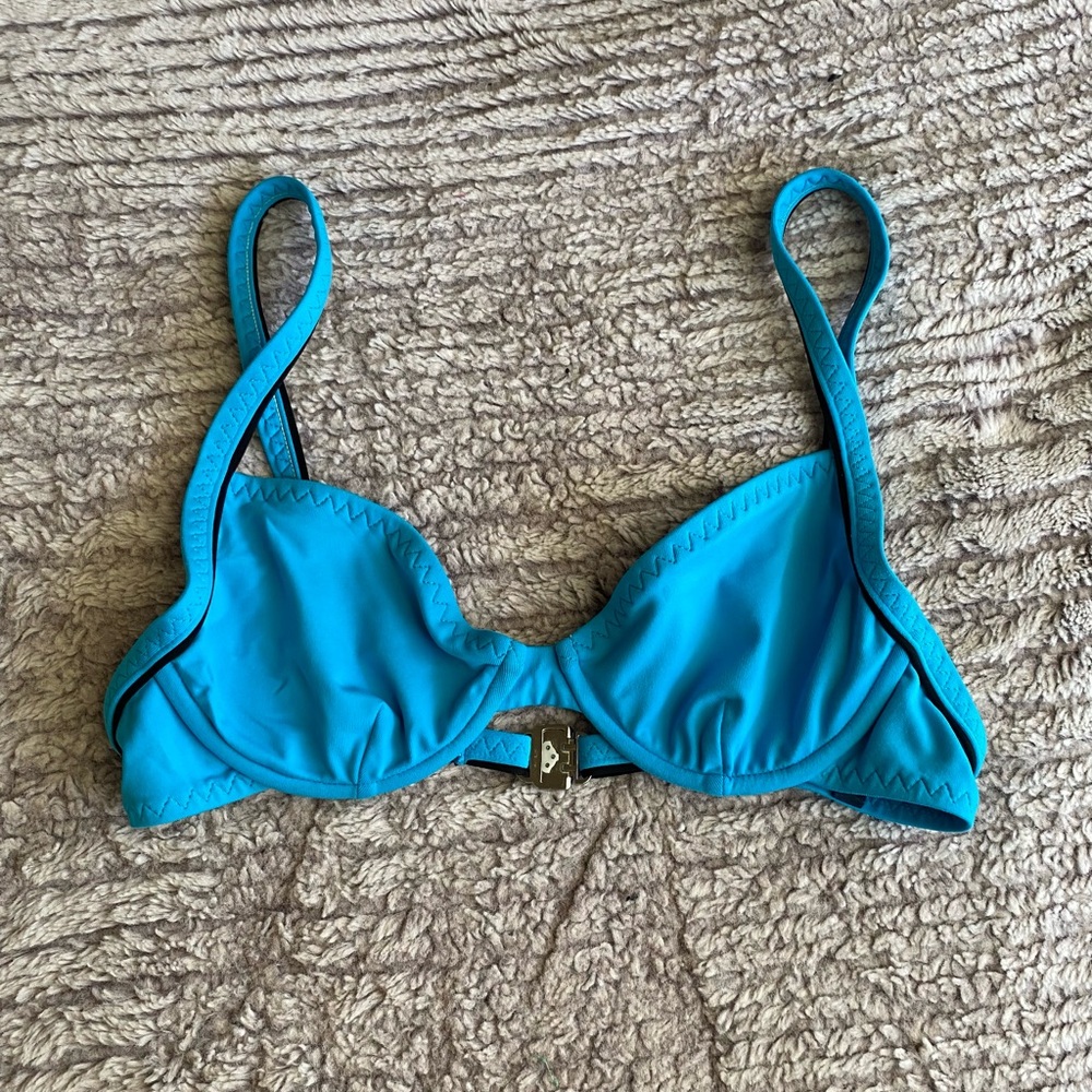 Ralph Lauren Vintage Baby Blue Bikini Top Size XS Summer Vacation Balconette